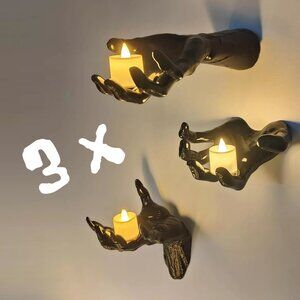 Life-Sized Wall-Mounted Spooky Hands with Candles – 3X